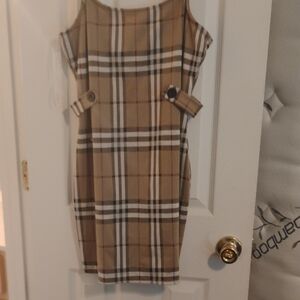 Stylish Tan Plaid Mini Dress